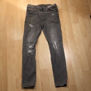 Zara Boys Distressed Gray Denim Jeans *sz 11-12*